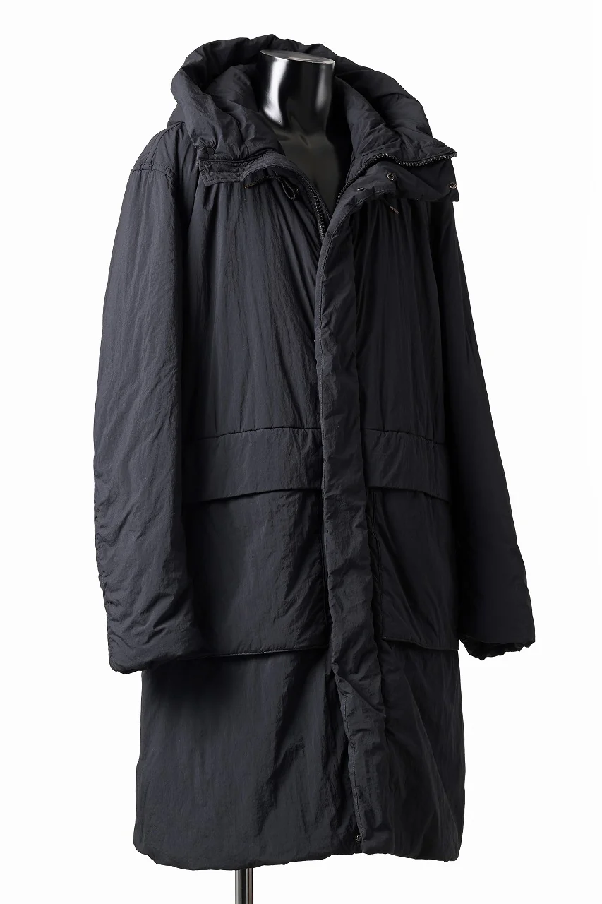 Ten c PADDED PARKA COAT / GARMENT DYED NYLON TACTEL (BLACK) - Image 4