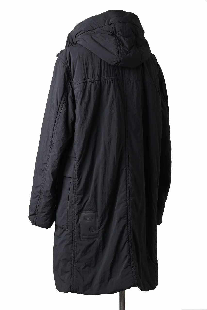 Ten c PADDED PARKA COAT / GARMENT DYED NYLON TACTEL (BLACK) - Image 7