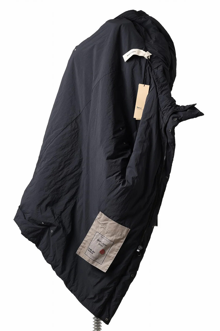 Ten c PADDED PARKA COAT / GARMENT DYED NYLON TACTEL (BLACK) - Image 8