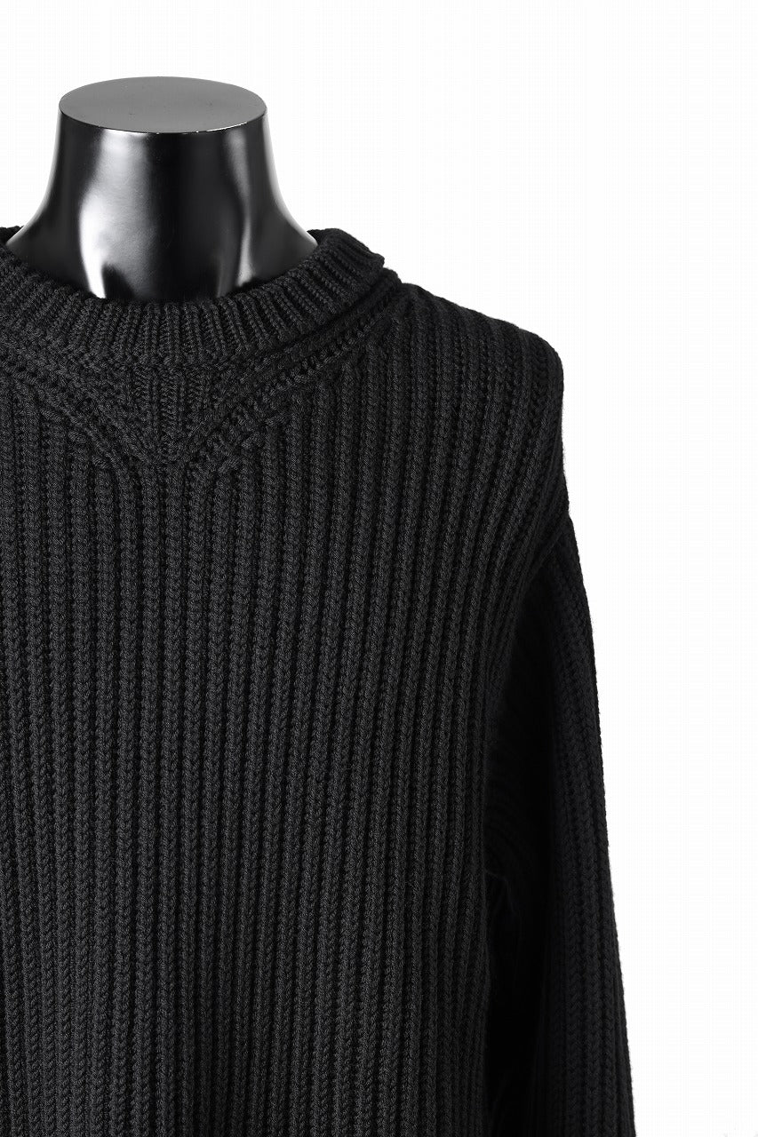 Ten c RIB SWEATER / MERINO WOOL EXTRA FINE (BLACK) - Image 7