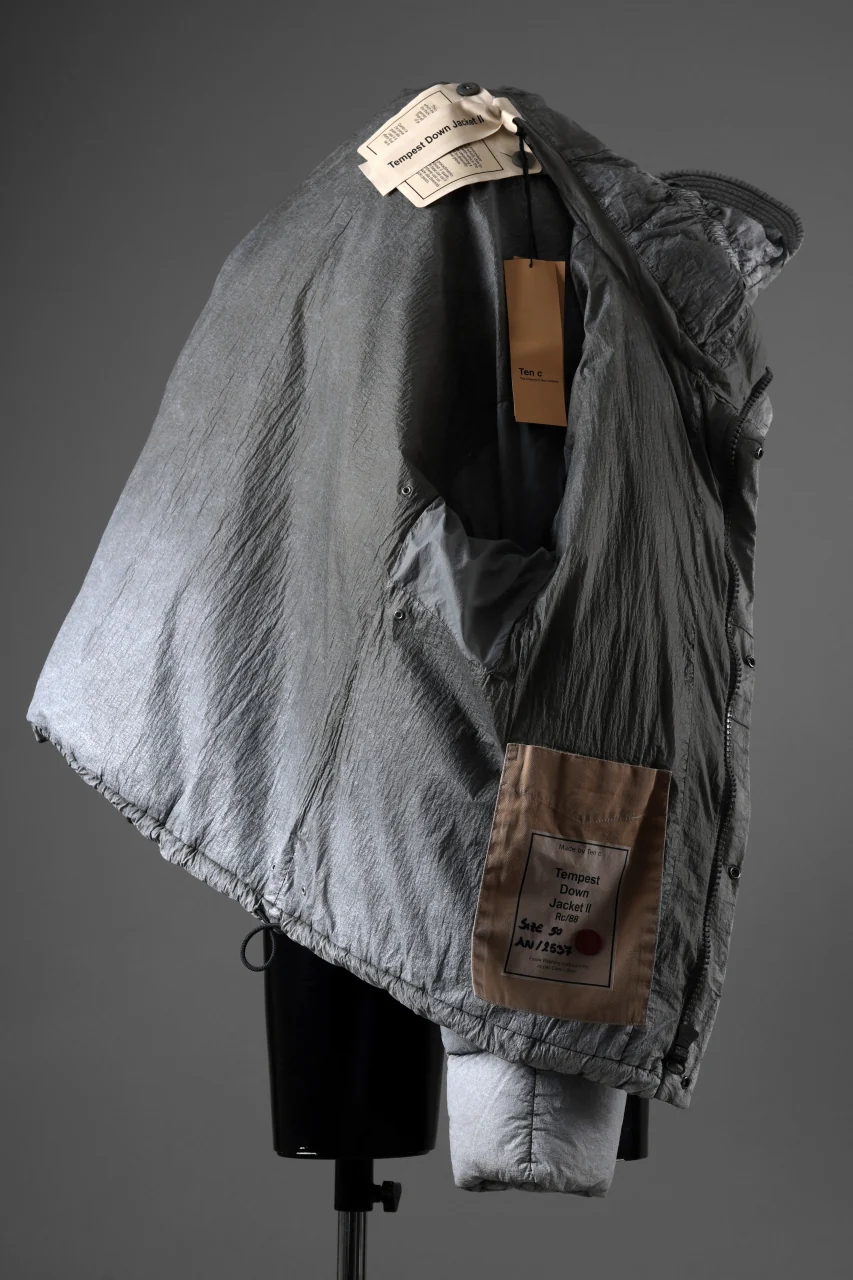 Ten c TEMPEST DOWN JACKET Ⅱ / FROSTED TRANSPARENT POLISHED NYLON (GRAY) - Image 47