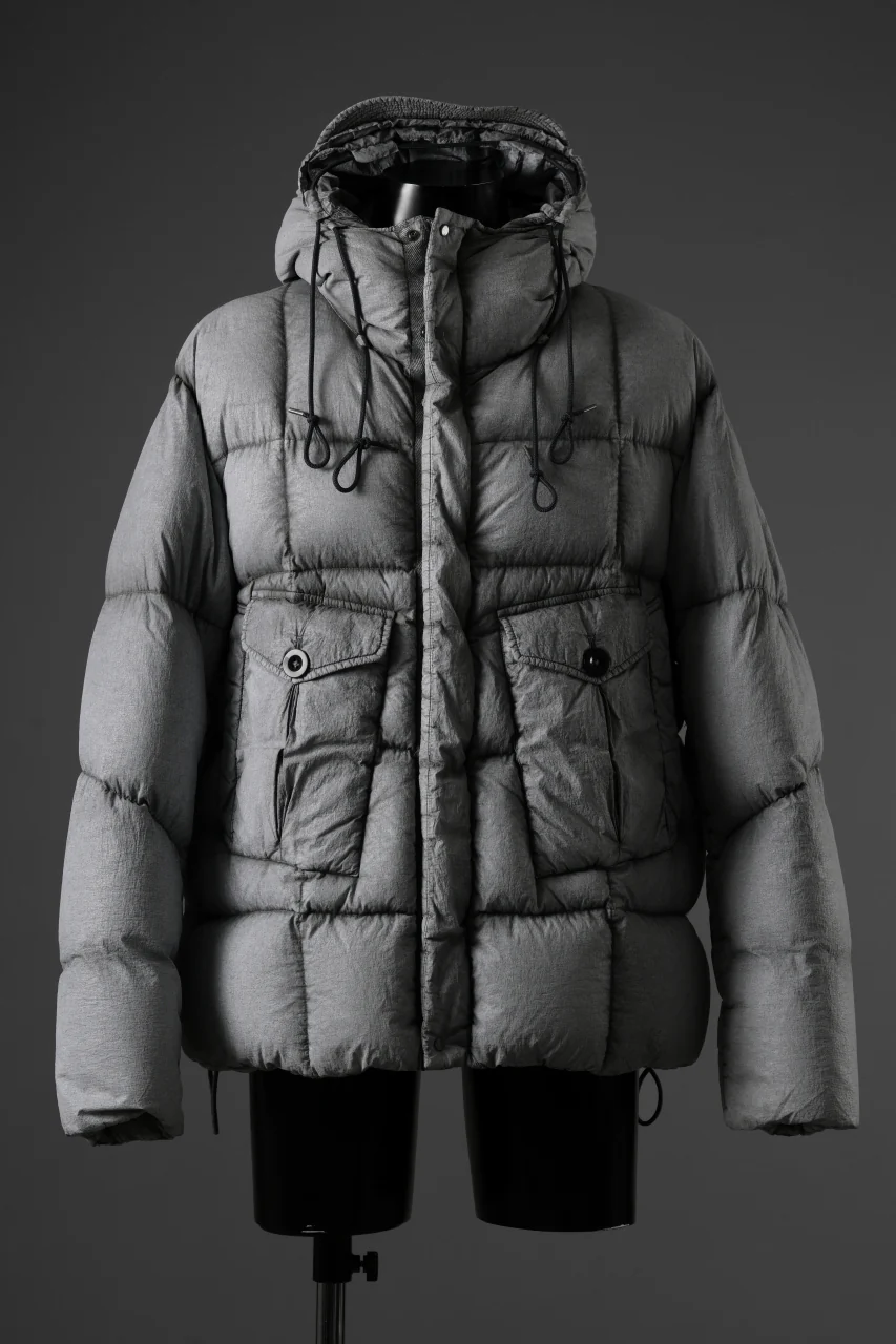 Ten c TEMPEST DOWN JACKET Ⅱ / FROSTED TRANSPARENT POLISHED NYLON (GRAY) - Image 7