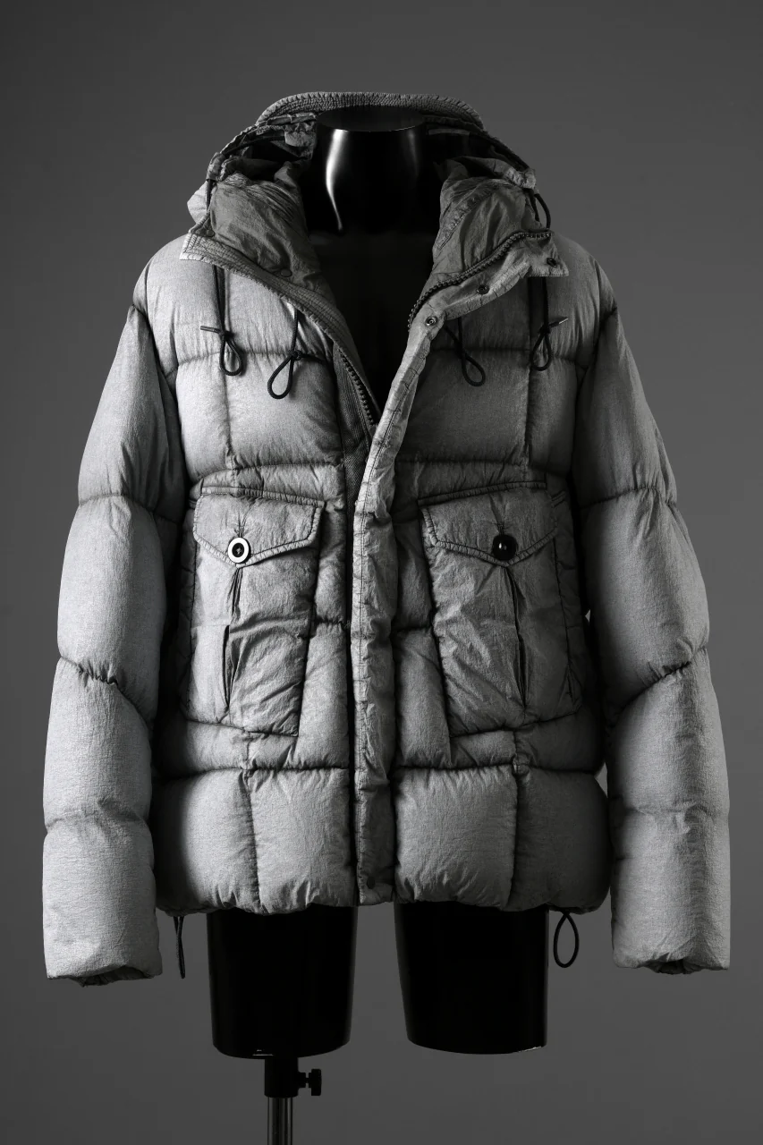 Ten c TEMPEST DOWN JACKET Ⅱ / FROSTED TRANSPARENT POLISHED NYLON (GRAY) - Image 8