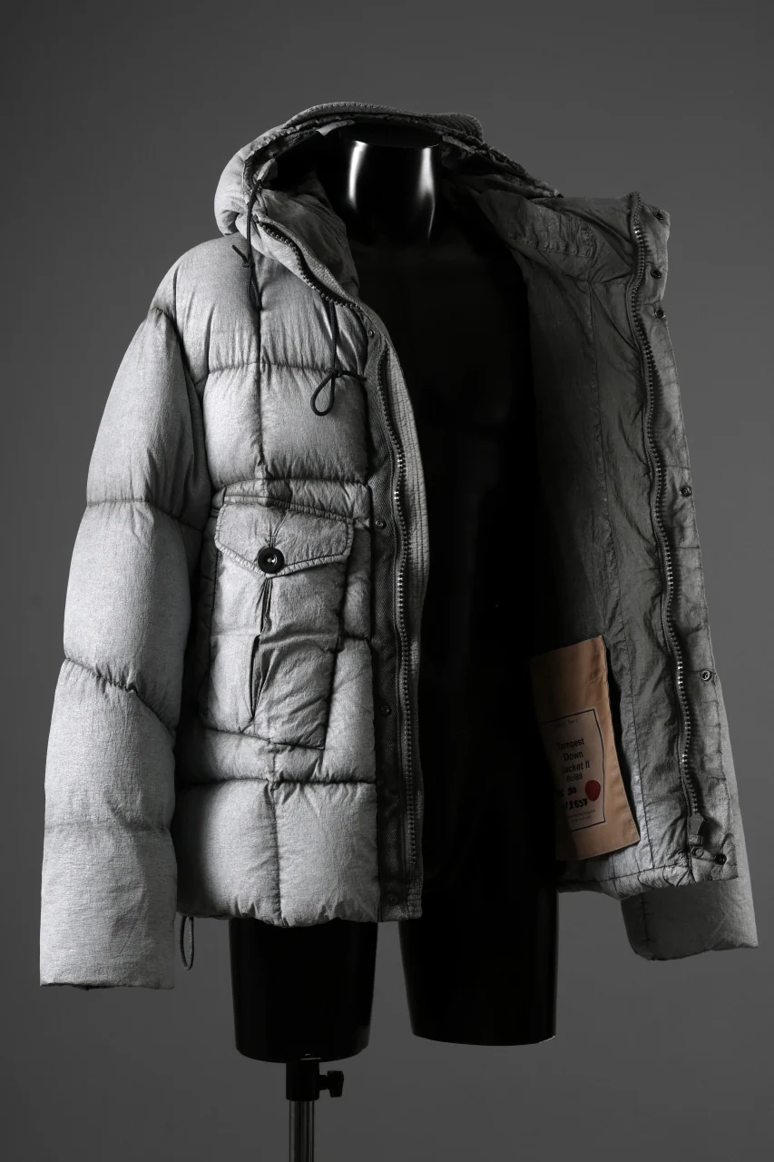 Ten c TEMPEST DOWN JACKET Ⅱ / FROSTED TRANSPARENT POLISHED NYLON (GRAY) - Image 9