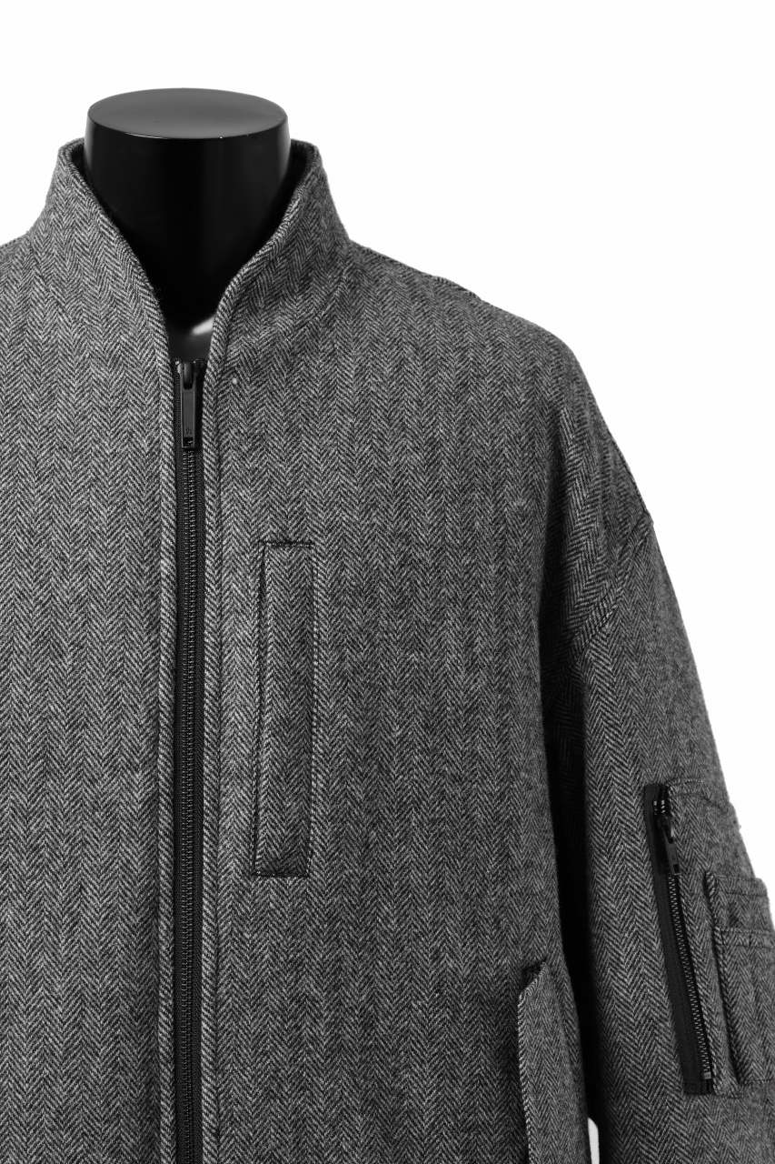 TARO HORIUCHI / th products 3D Collar MA-1 / herringbone tweed (gray) - Image 13