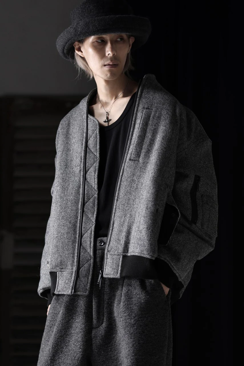 TARO HORIUCHI / th products 3D Collar MA-1 / herringbone tweed (gray) - Image 24