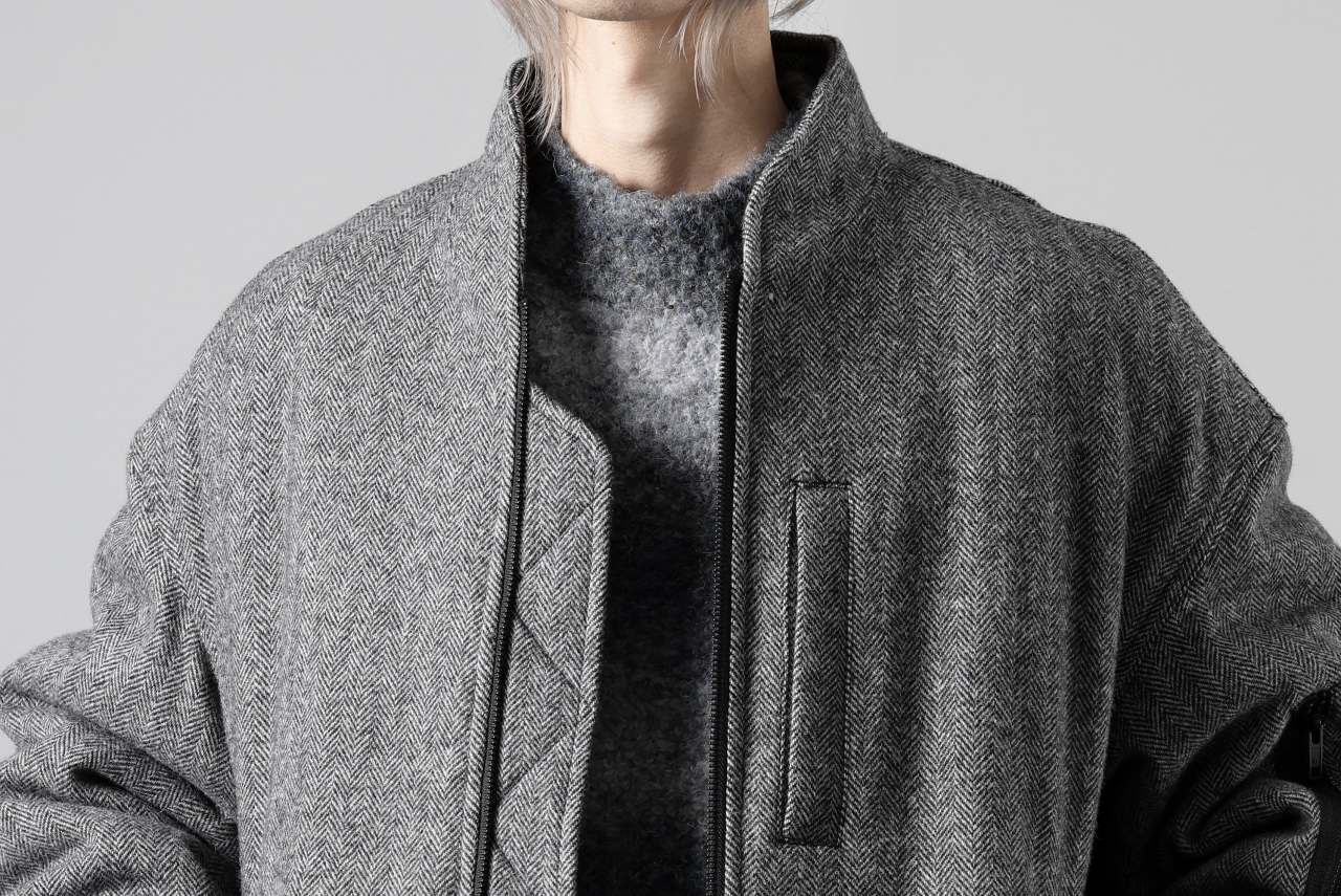 TARO HORIUCHI / th products 3D Collar MA-1 / herringbone tweed (gray) - Image 38