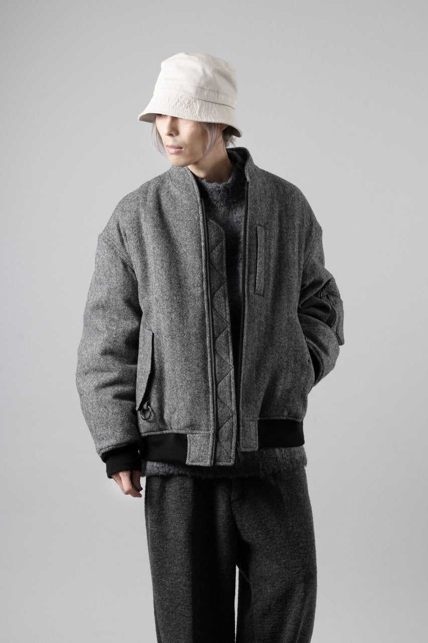 TARO HORIUCHI / th products 3D Collar MA-1 / herringbone tweed (gray) - Image 5