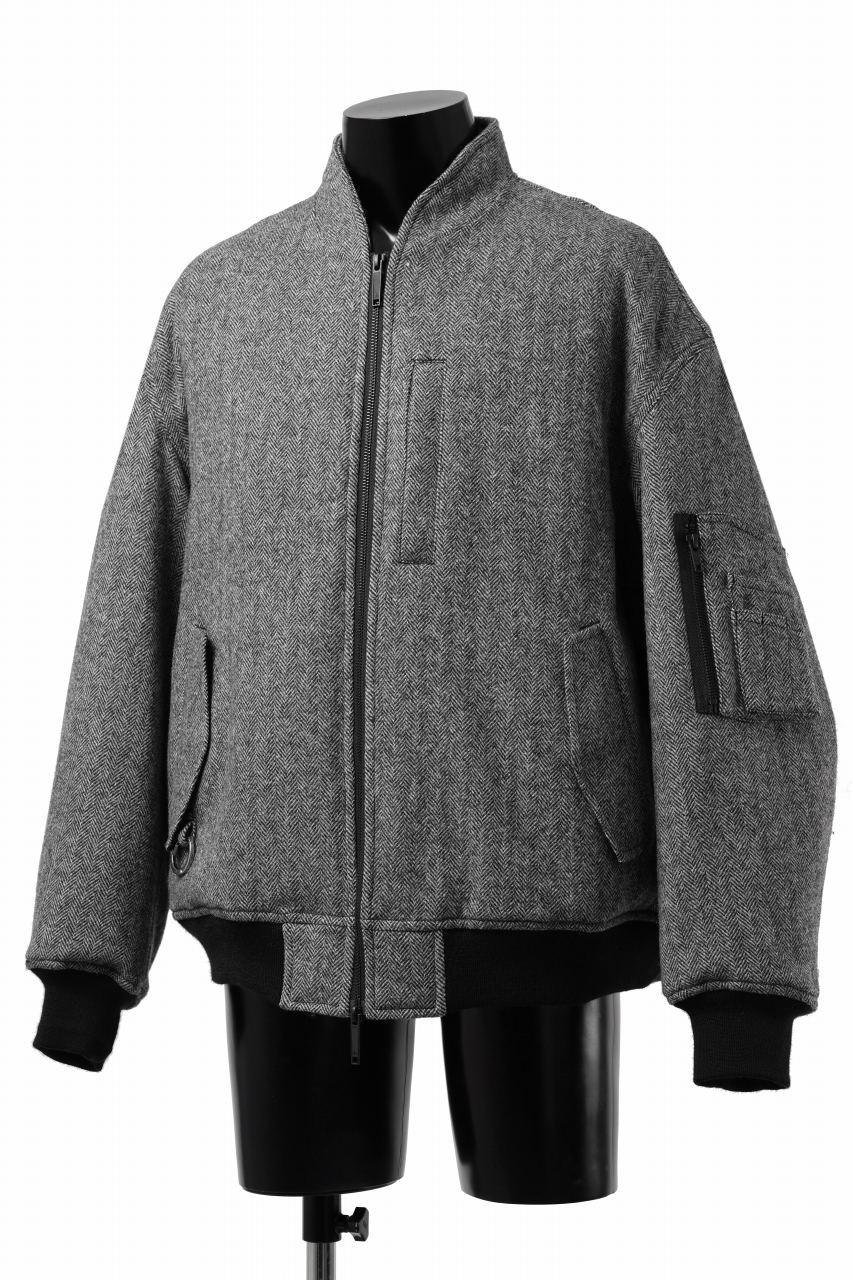 TARO HORIUCHI / th products 3D Collar MA-1 / herringbone tweed (gray) - Image 7