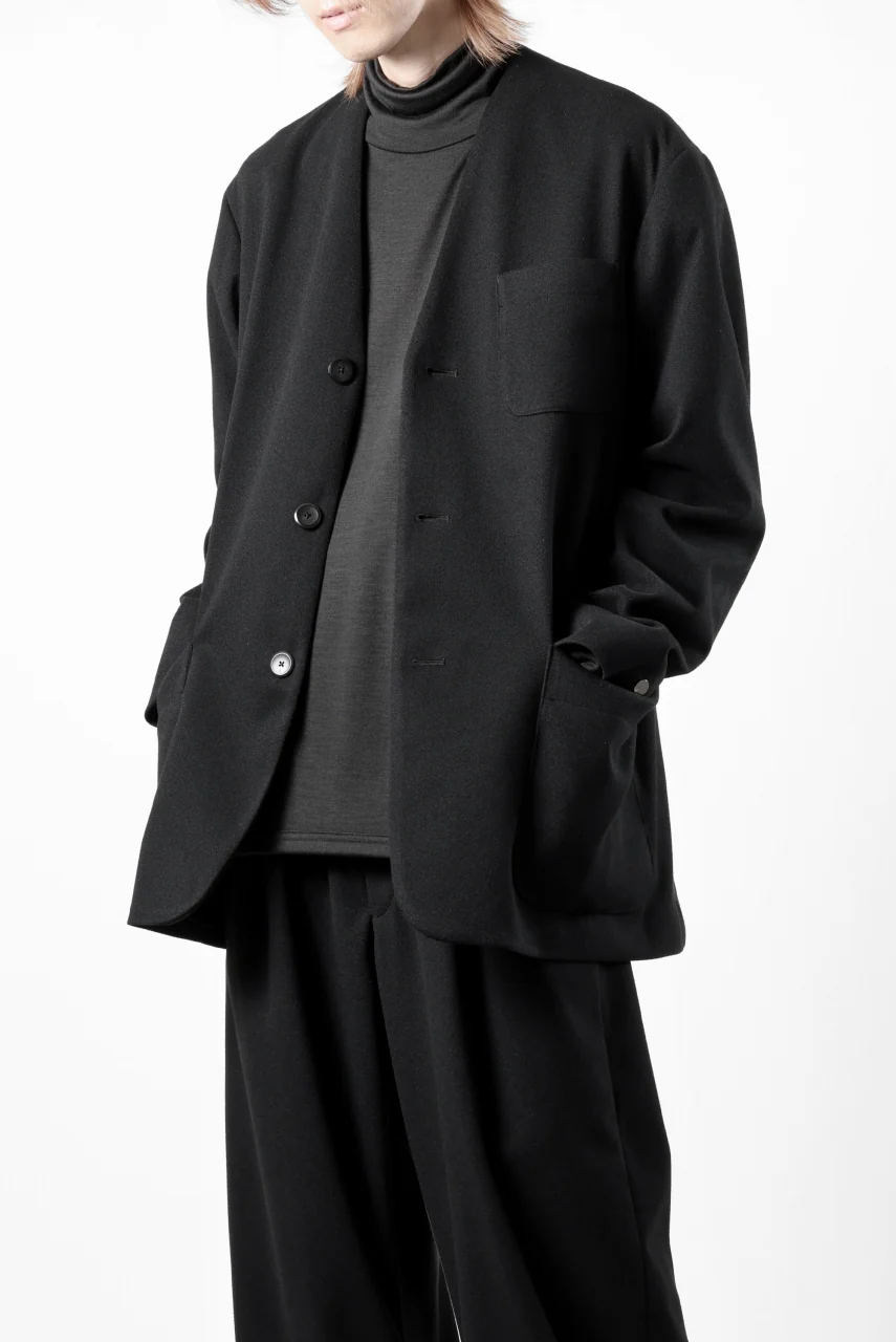 TARO HORIUCHI / th products Collarless Jacket / active setter tweed knit (black) - Image 20