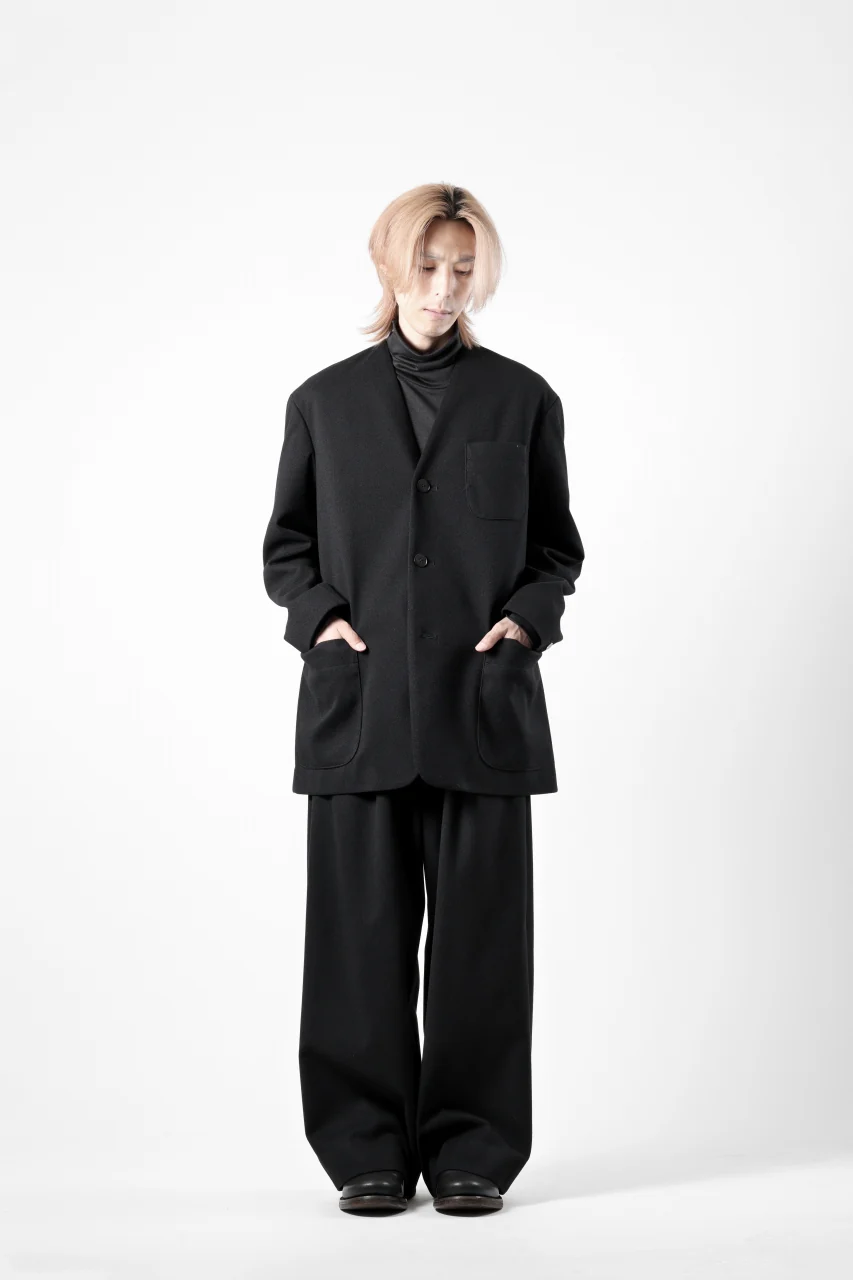 TARO HORIUCHI / th products Collarless Jacket / active setter tweed knit (black) - Image 21