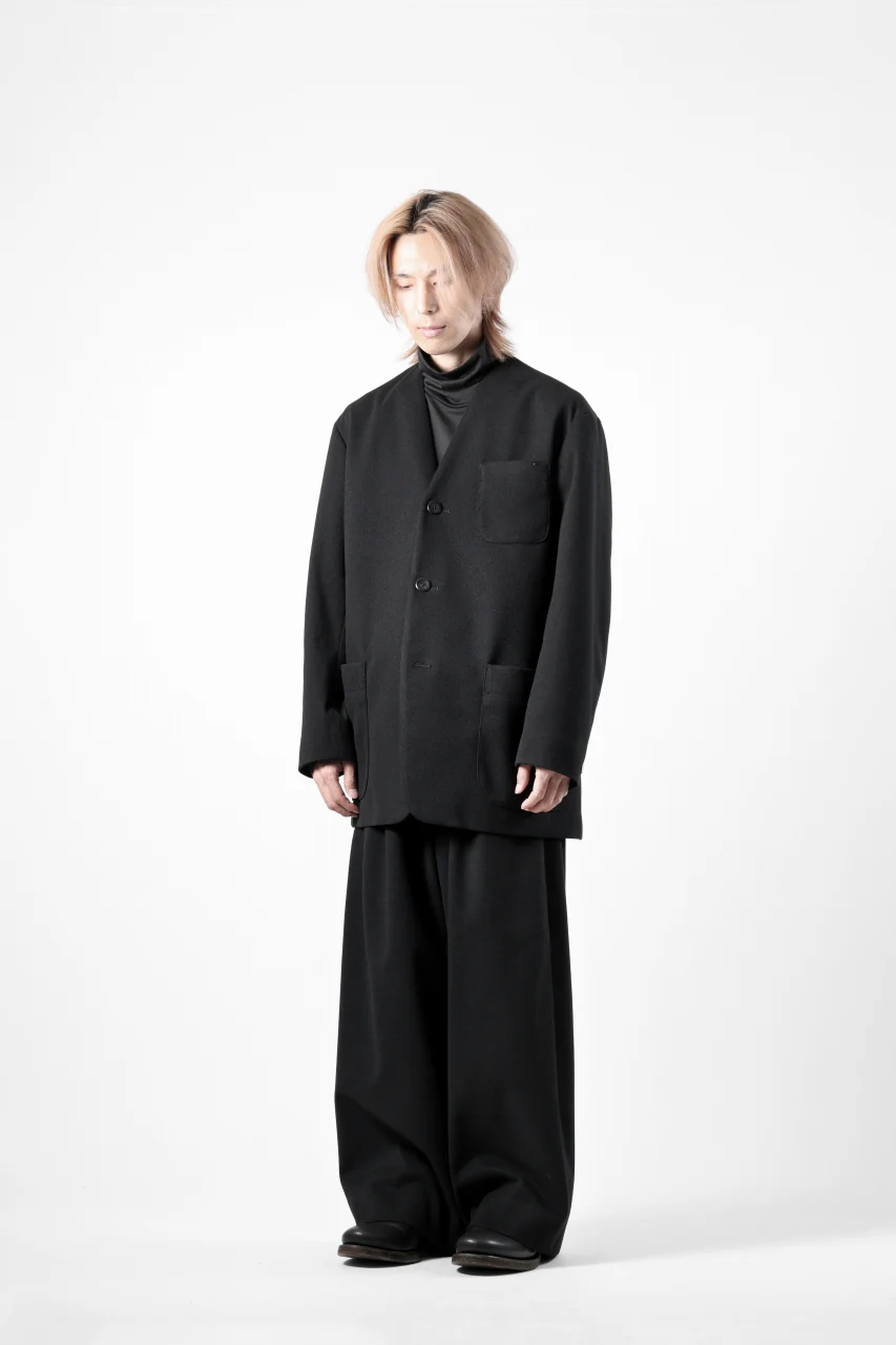 TARO HORIUCHI / th products Collarless Jacket / active setter tweed knit (black) - Image 22