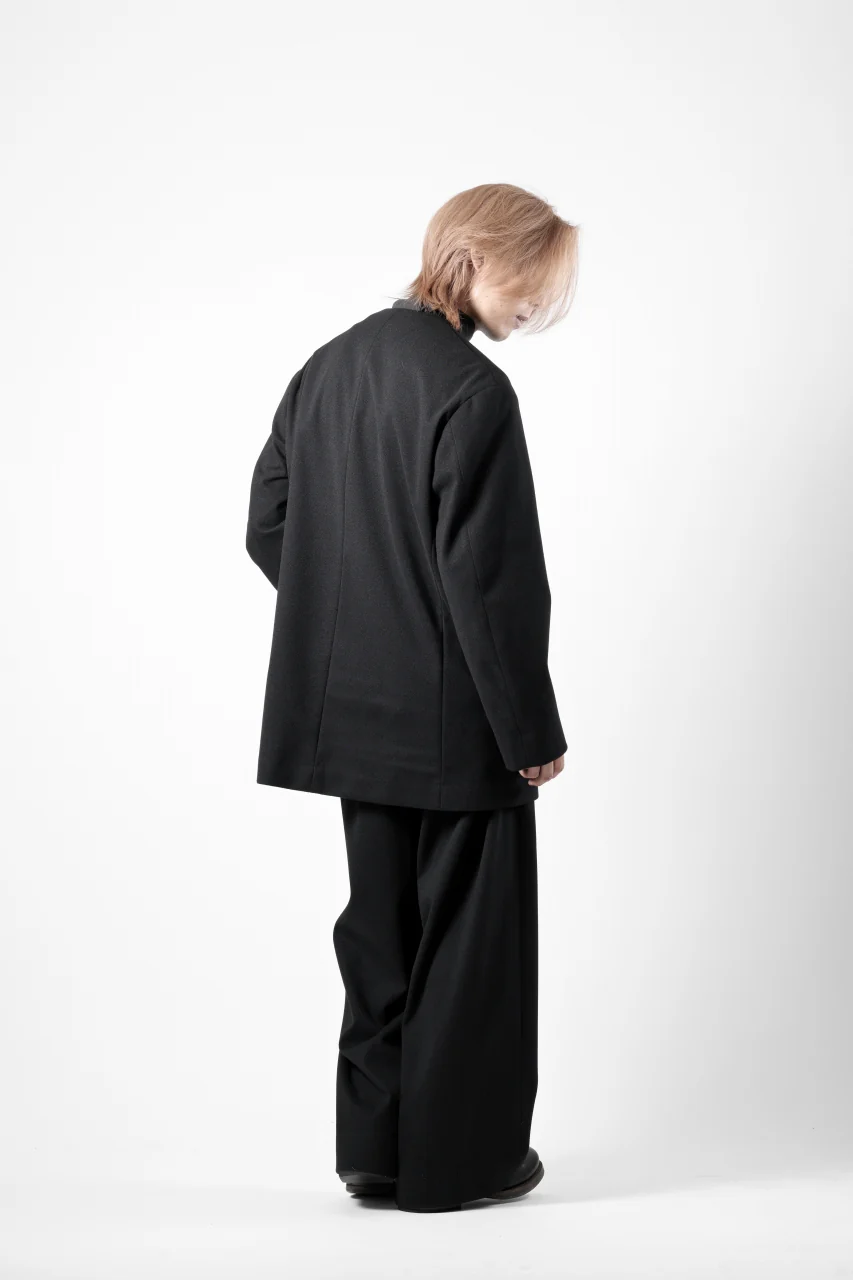 TARO HORIUCHI / th products Collarless Jacket / active setter tweed knit (black) - Image 27