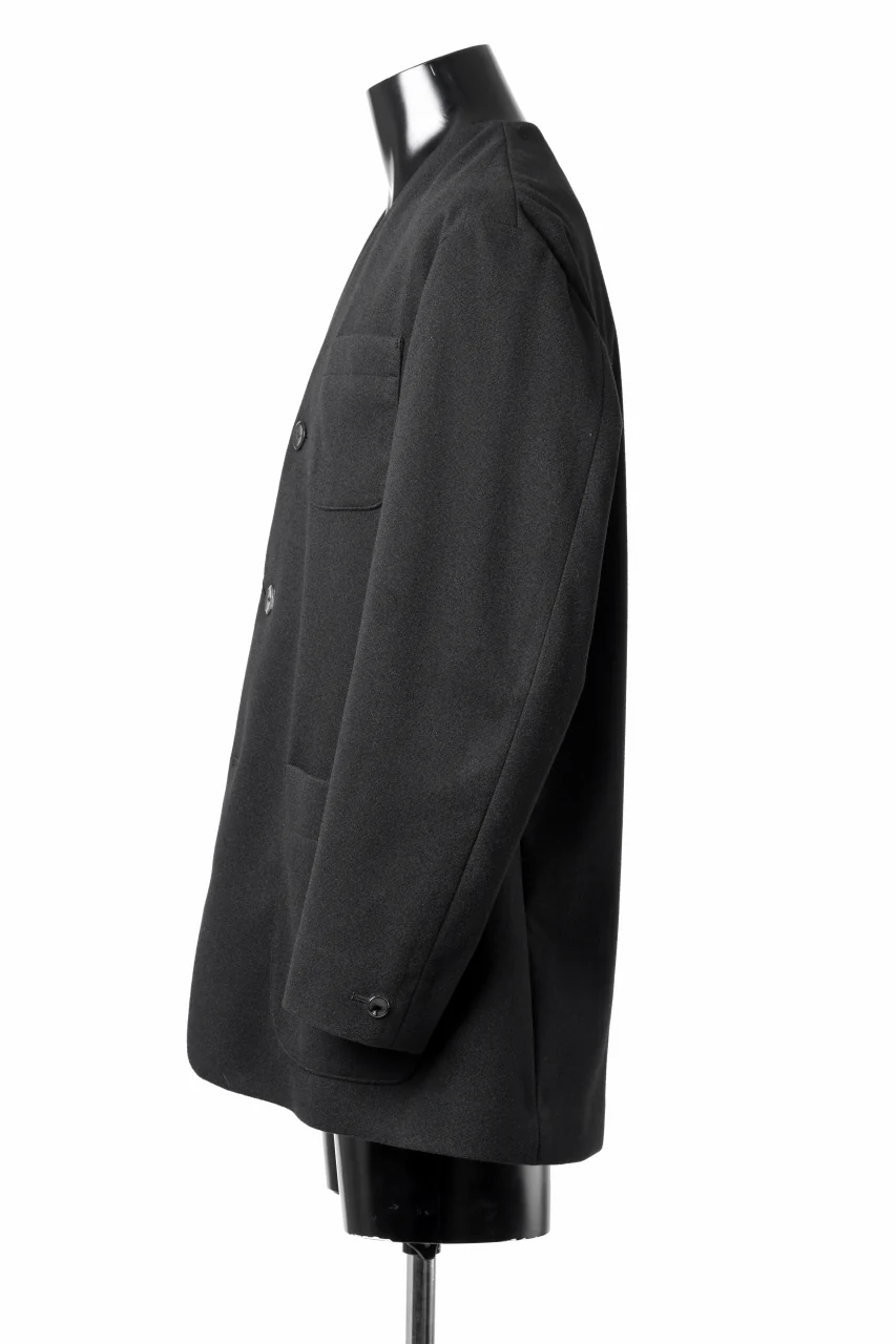 TARO HORIUCHI / th products Collarless Jacket / active setter tweed knit (black) - Image 8