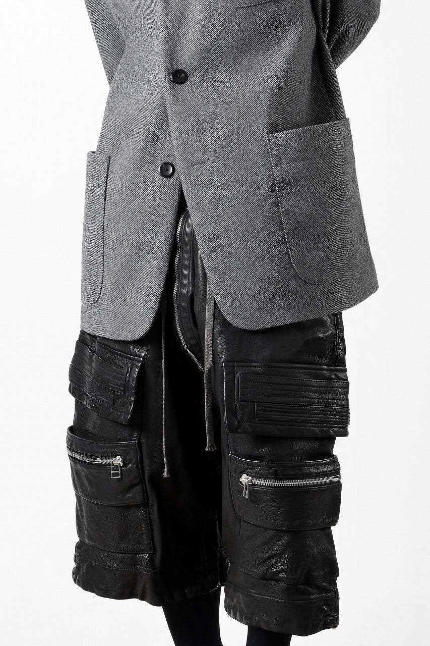 TARO HORIUCHI / th products Collarless Jacket / active setter tweed knit (gray) - Image 15