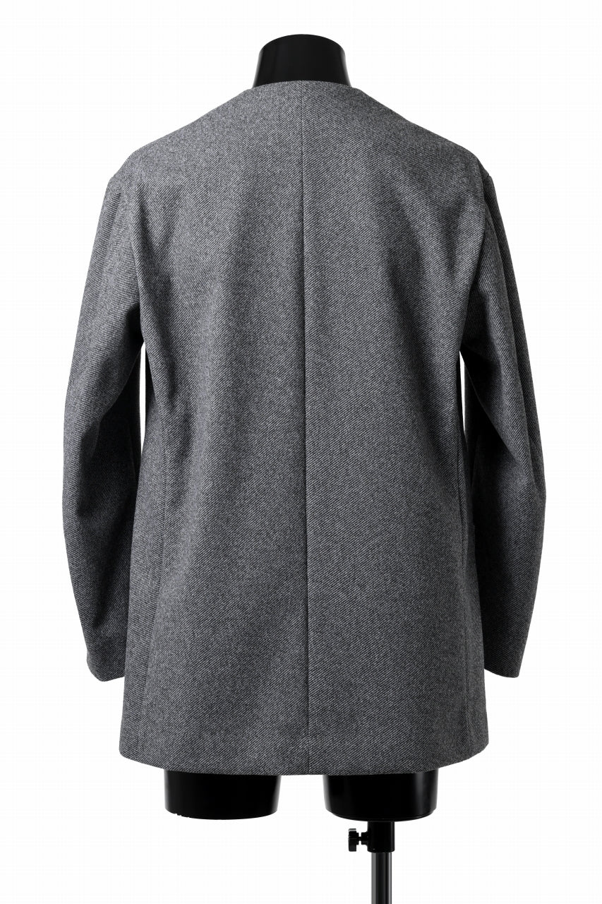 TARO HORIUCHI / th products Collarless Jacket / active setter tweed knit (gray) - Image 16