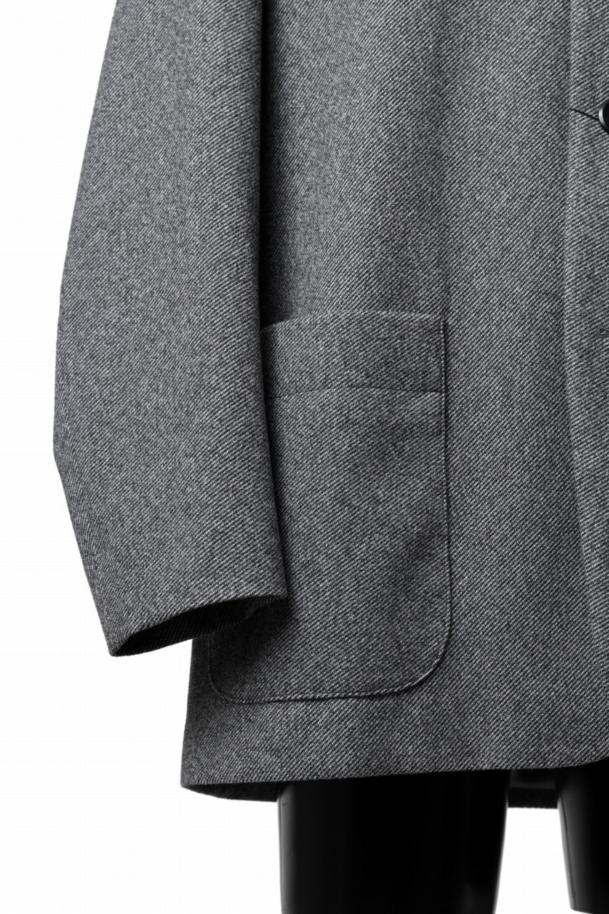 TARO HORIUCHI / th products Collarless Jacket / active setter tweed knit (gray) - Image 22
