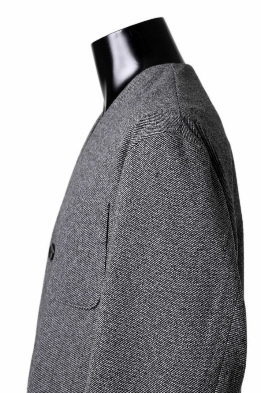TARO HORIUCHI / th products Collarless Jacket / active setter tweed knit (gray) - Image 25