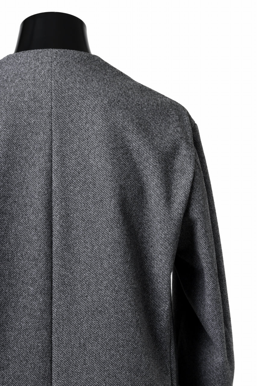TARO HORIUCHI / th products Collarless Jacket / active setter tweed knit (gray) - Image 26