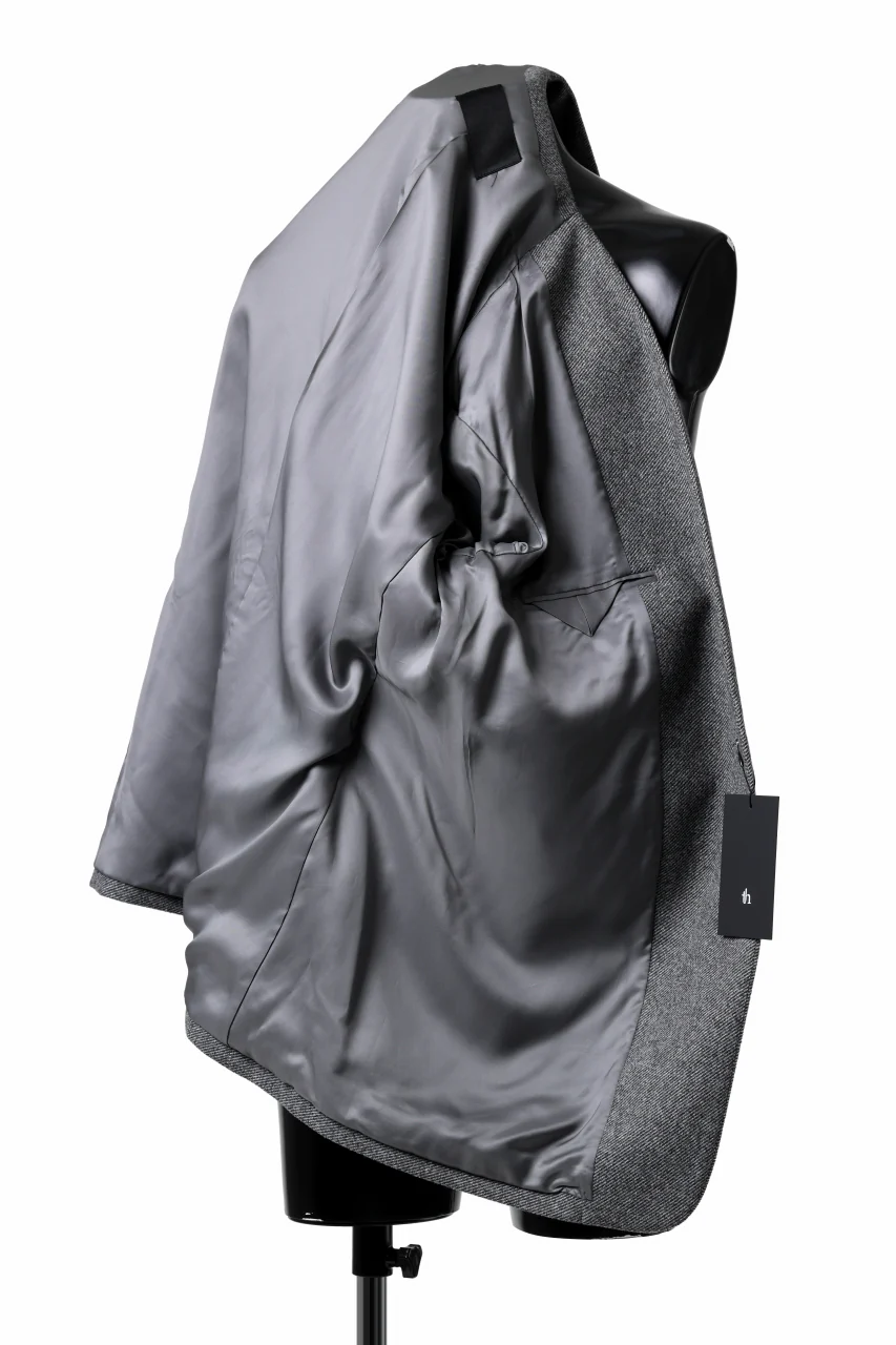 TARO HORIUCHI / th products Collarless Jacket / active setter tweed knit (gray) - Image 28