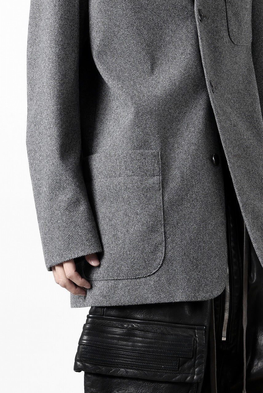 TARO HORIUCHI / th products Collarless Jacket / active setter tweed knit (gray) - Image 44