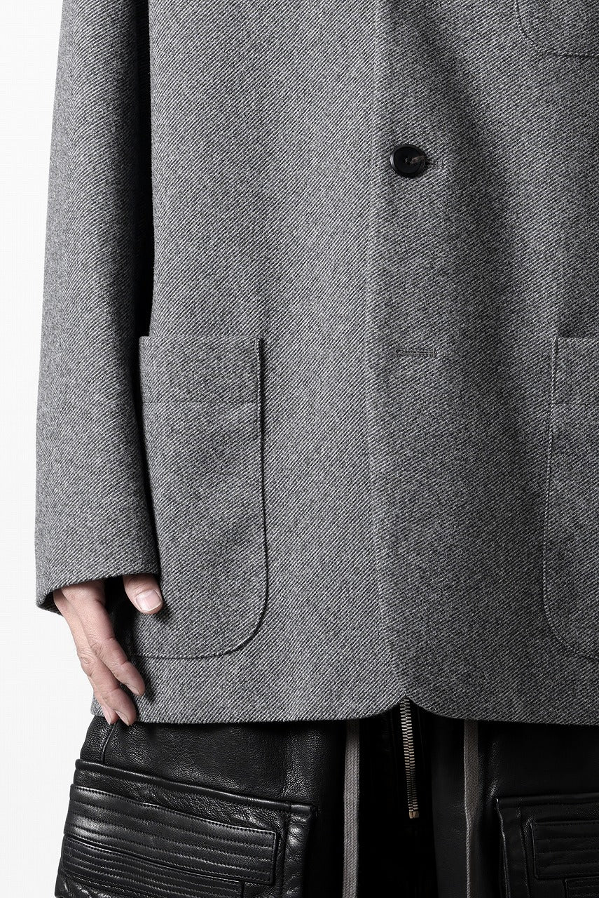 TARO HORIUCHI / th products Collarless Jacket / active setter tweed knit (gray) - Image 45