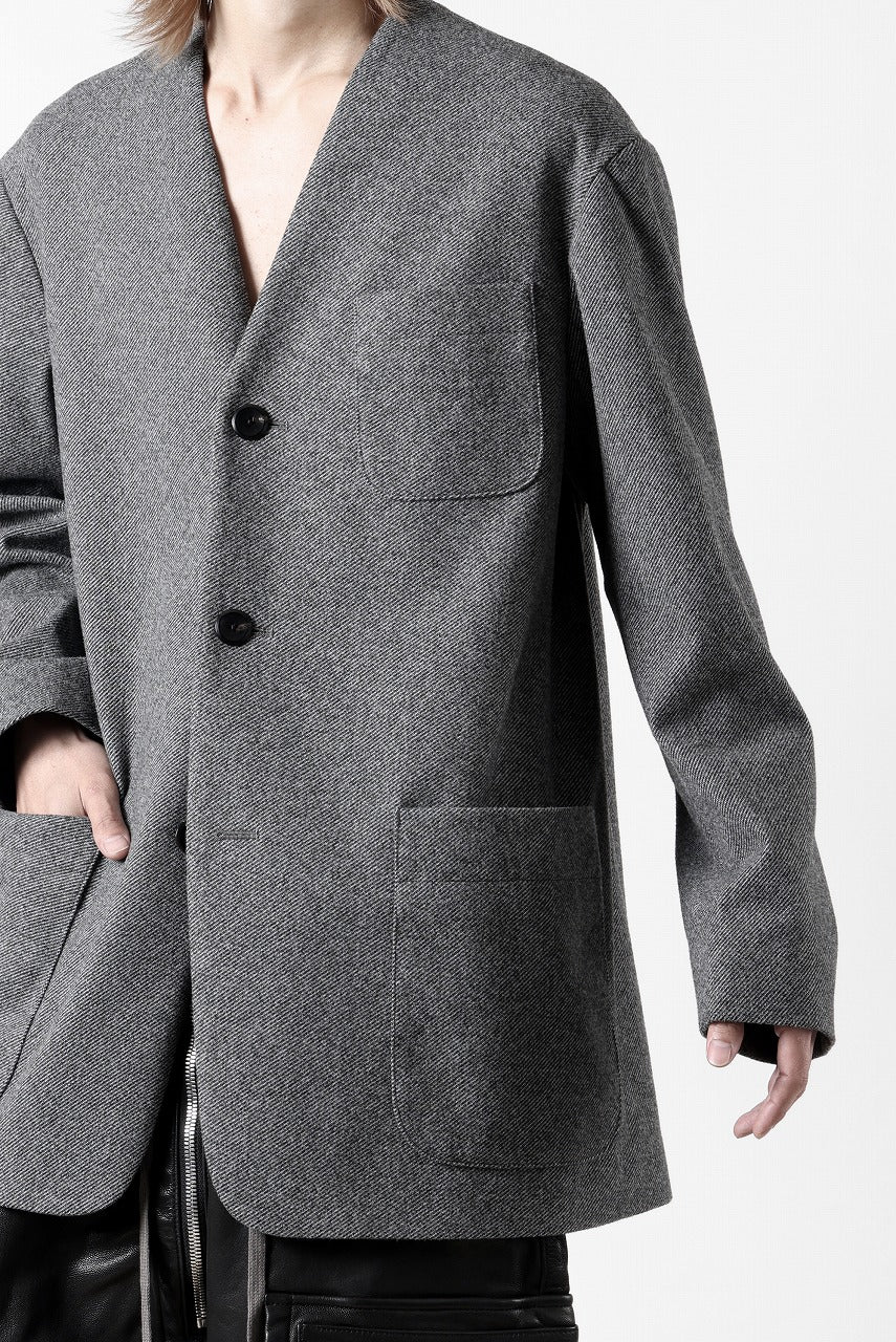 TARO HORIUCHI / th products Collarless Jacket / active setter tweed knit (gray) - Image 47