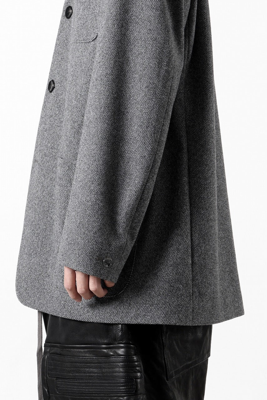 TARO HORIUCHI / th products Collarless Jacket / active setter tweed knit (gray) - Image 49