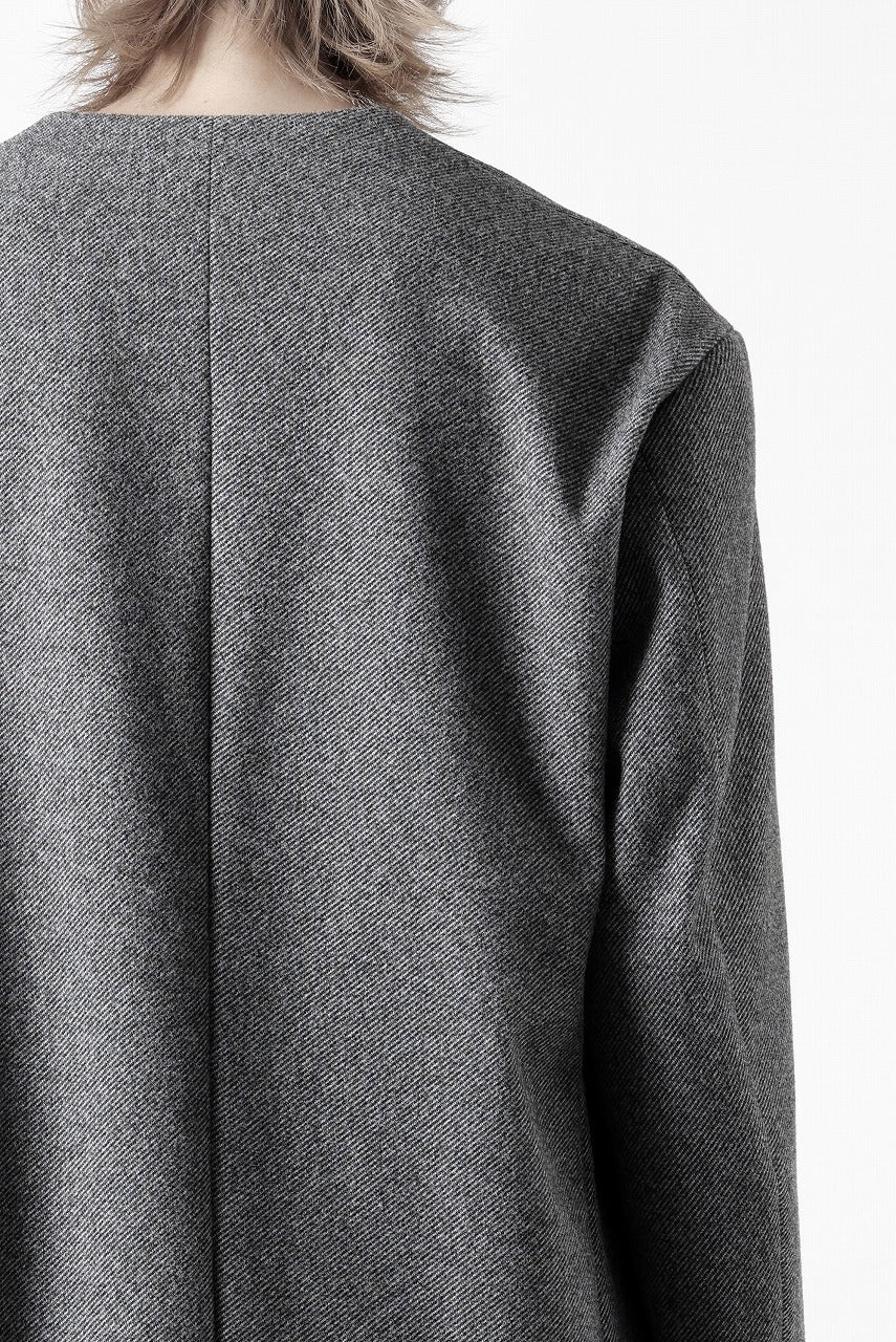 TARO HORIUCHI / th products Collarless Jacket / active setter tweed knit (gray) - Image 50
