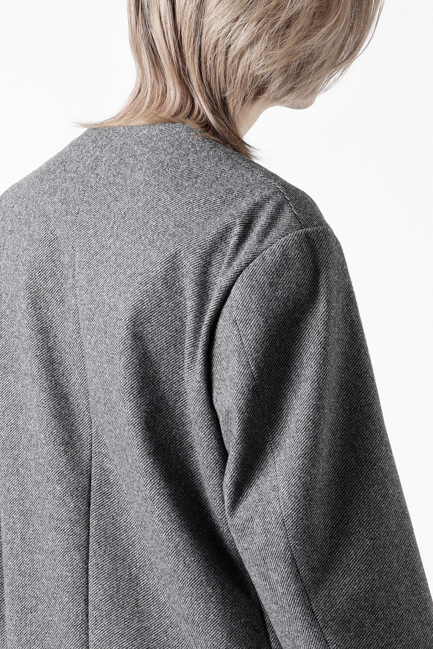 TARO HORIUCHI / th products Collarless Jacket / active setter tweed knit (gray) - Image 51