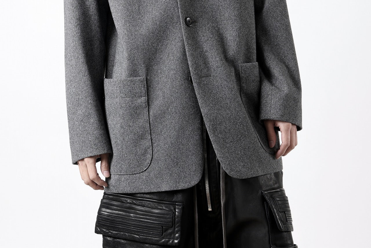TARO HORIUCHI / th products Collarless Jacket / active setter tweed knit (gray) - Image 54