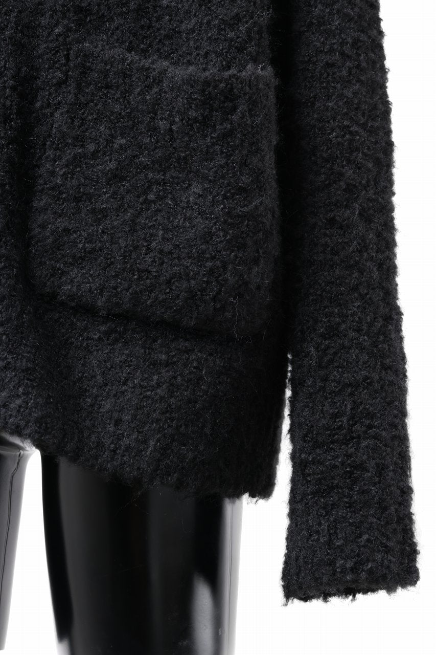 TARO HORIUCHI / th products Inflated Cardigan / 1/4.5 kasuri loop knit (black) - Image 9