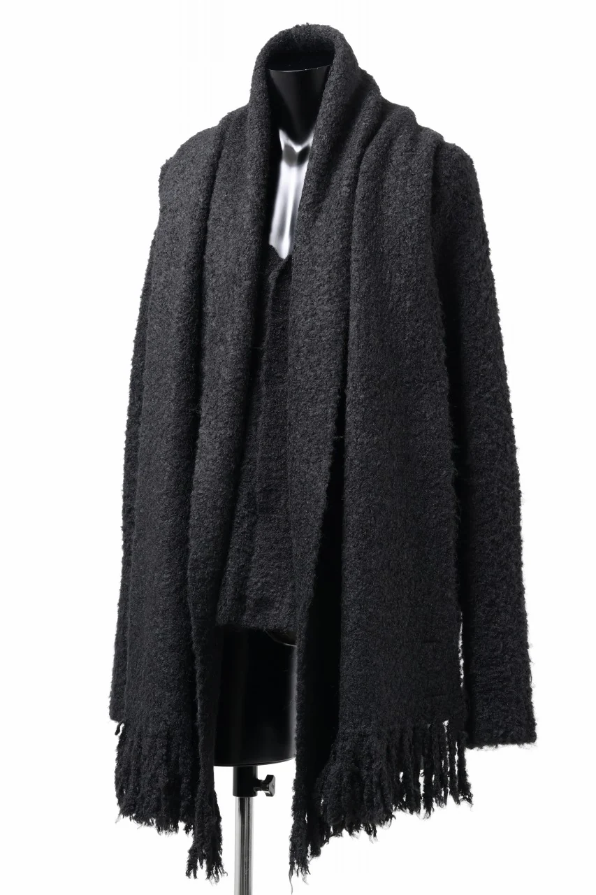TARO HORIUCHI / th products Inflated Scarf / 1/4.5 kasuri loop knit (black) - Image 4
