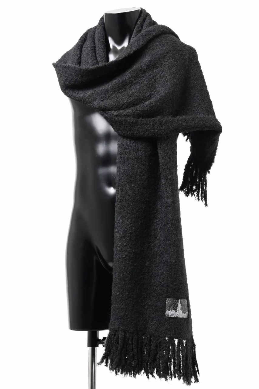 TARO HORIUCHI / th products Inflated Scarf / 1/4.5 kasuri loop knit (black) - Image 6