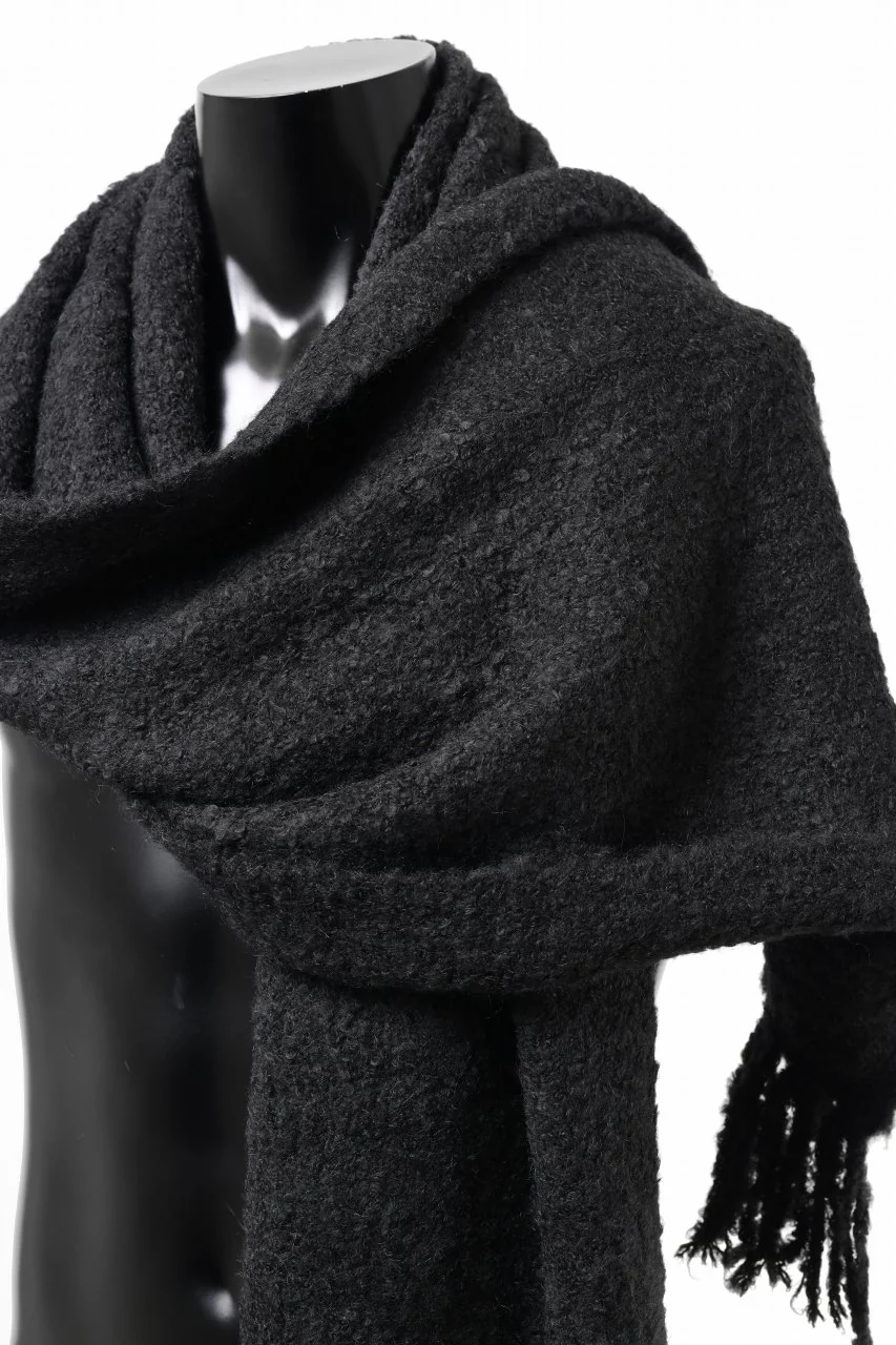 TARO HORIUCHI / th products Inflated Scarf / 1/4.5 kasuri loop knit (black) - Image 9