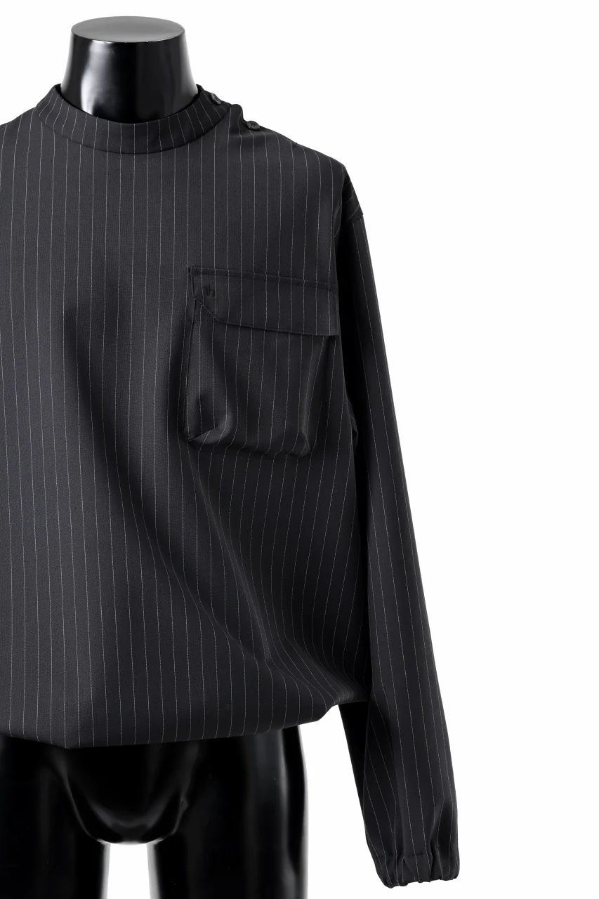 TARO HORIUCHI / th products Mockneck Long Sleeve Top / 2way Stretch W/P Tropical (black stripe) - Image 13