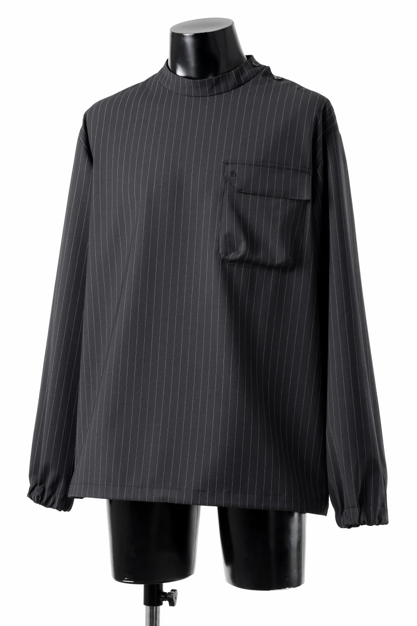 TARO HORIUCHI / th products Mockneck Long Sleeve Top / 2way Stretch W/P Tropical (black stripe) - Image 2