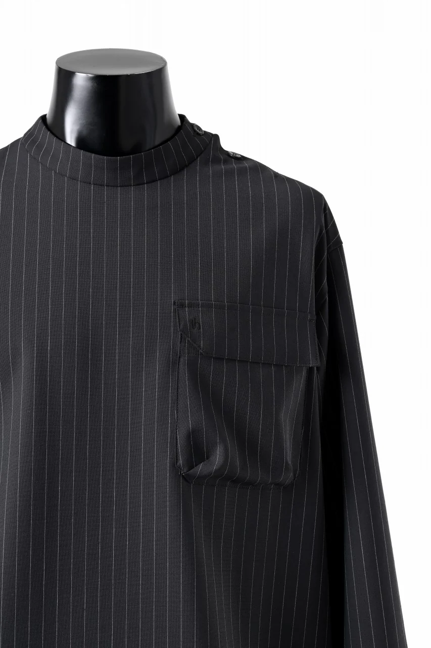 TARO HORIUCHI / th products Mockneck Long Sleeve Top / 2way Stretch W/P Tropical (black stripe) - Image 6