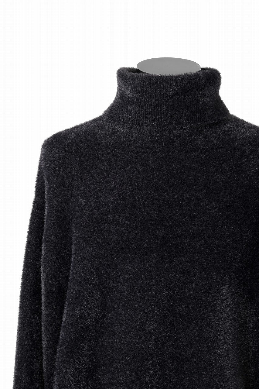 TARO HORIUCHI / th products Mole Turtle Knit / feather mogol shaggy knit (black) - Image 10