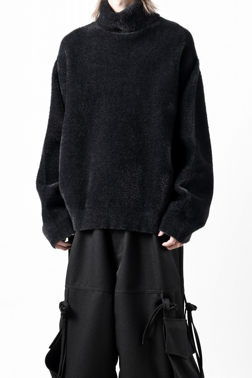 TARO HORIUCHI / th products Mole Turtle Knit / feather mogol shaggy knit (black) - Image 17