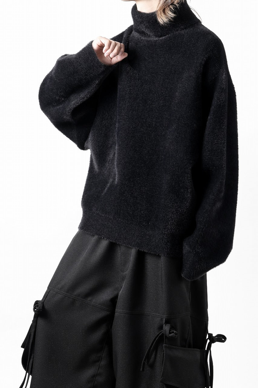 TARO HORIUCHI / th products Mole Turtle Knit / feather mogol shaggy knit (black) - Image 18