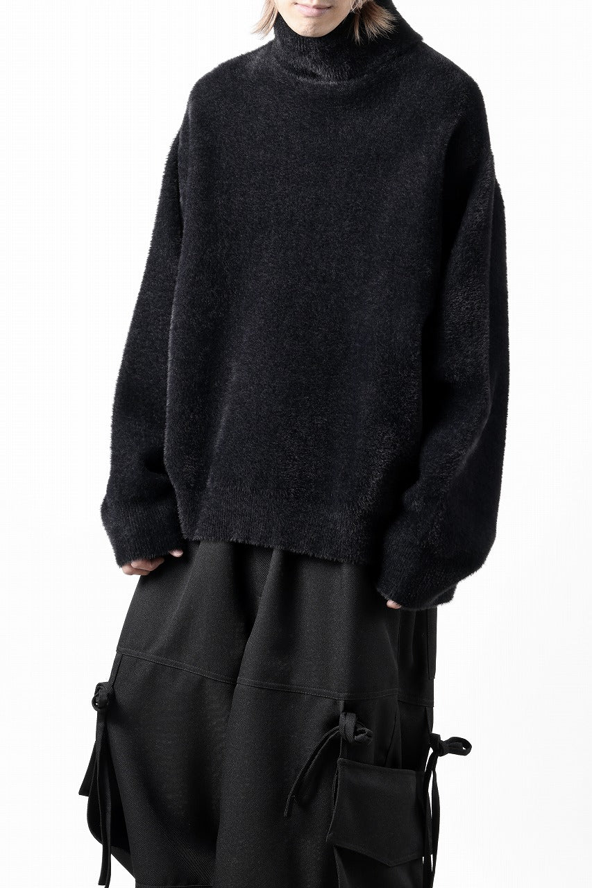 TARO HORIUCHI / th products Mole Turtle Knit / feather mogol shaggy knit (black) - Image 19