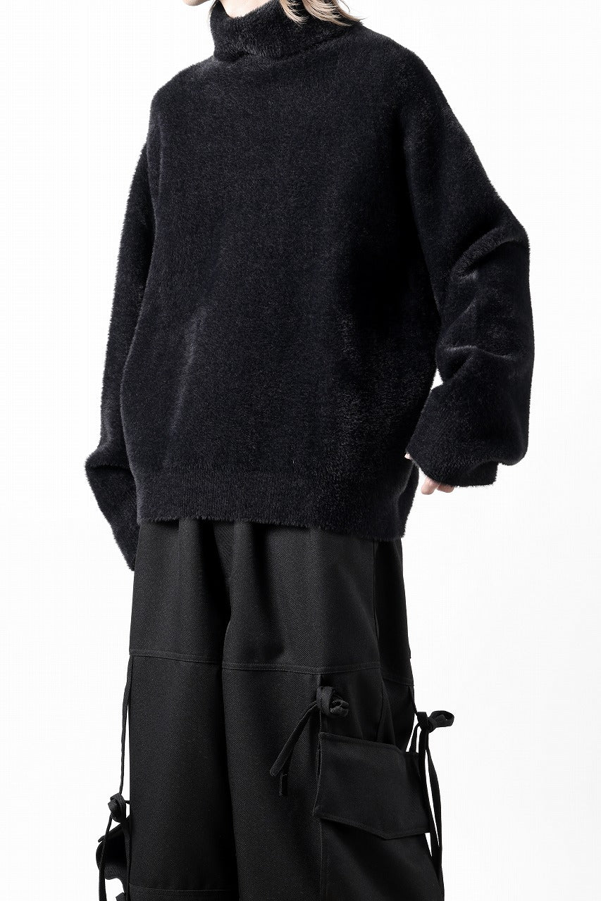 TARO HORIUCHI / th products Mole Turtle Knit / feather mogol shaggy knit (black) - Image 22