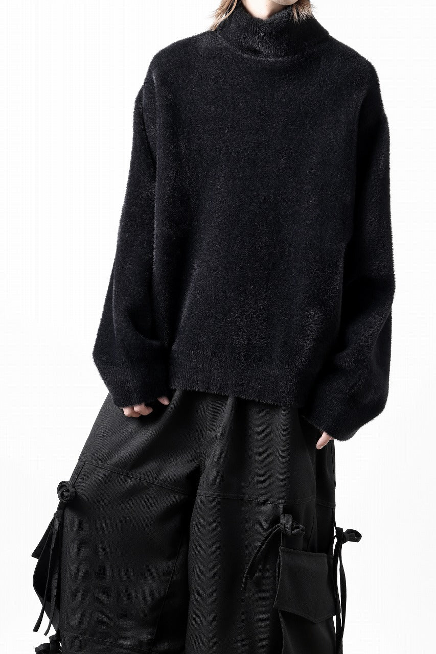 TARO HORIUCHI / th products Mole Turtle Knit / feather mogol shaggy knit (black) - Image 3