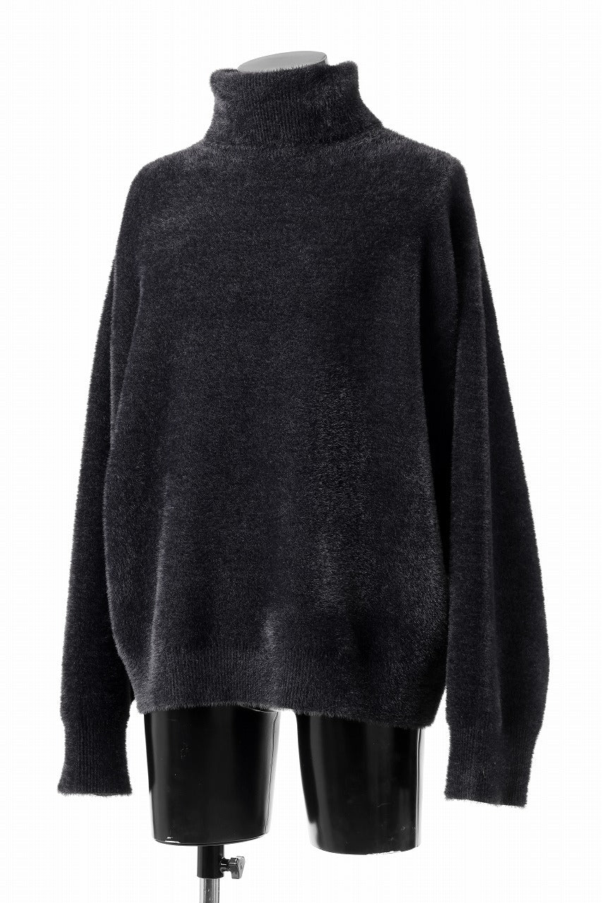 TARO HORIUCHI / th products Mole Turtle Knit / feather mogol shaggy knit (black) - Image 5