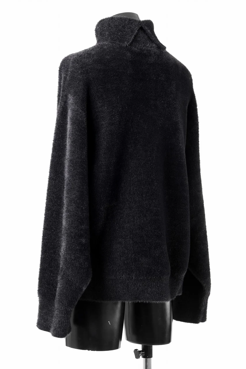 TARO HORIUCHI / th products Mole Turtle Knit / feather mogol shaggy knit (black) - Image 7