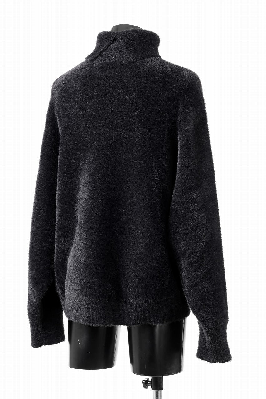 TARO HORIUCHI / th products Mole Turtle Knit / feather mogol shaggy knit (black) - Image 9