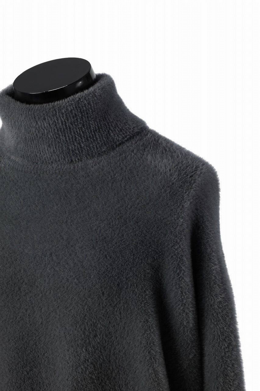 TARO HORIUCHI / th products Mole Turtle Knit / feather mogol shaggy knit (gray) - Image 10