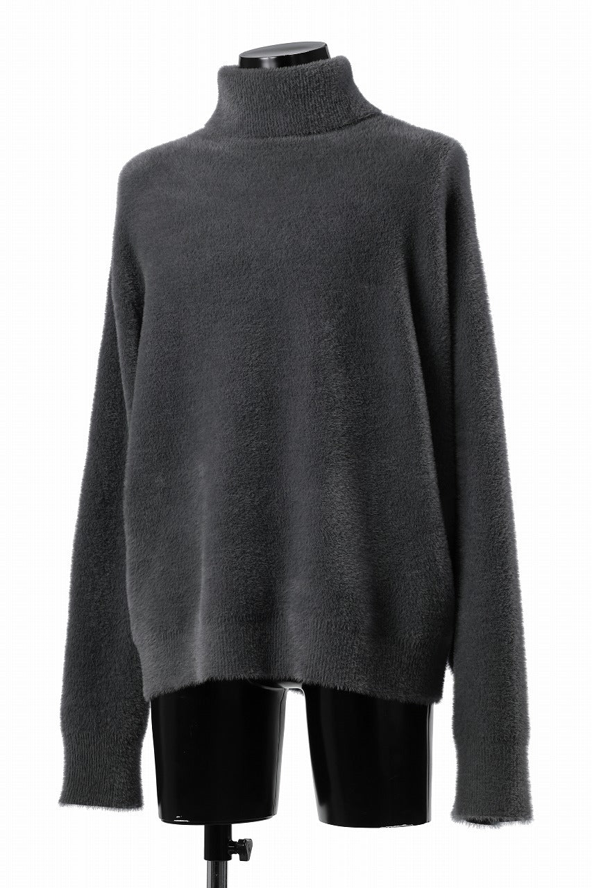 TARO HORIUCHI / th products Mole Turtle Knit / feather mogol shaggy knit (gray) - Image 2