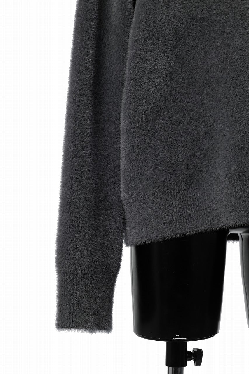 TARO HORIUCHI / th products Mole Turtle Knit / feather mogol shaggy knit (gray) - Image 8